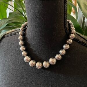Vintage Silver Taxco Mexico 19” necklace graduated bead